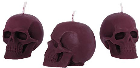 NKlaus - 3 x ljusset dödskalle violett av biologiskt rent bivax – gotiskt ljus – färgglatt figurljus skalle – halloween – ritualljus – droppljus 36355