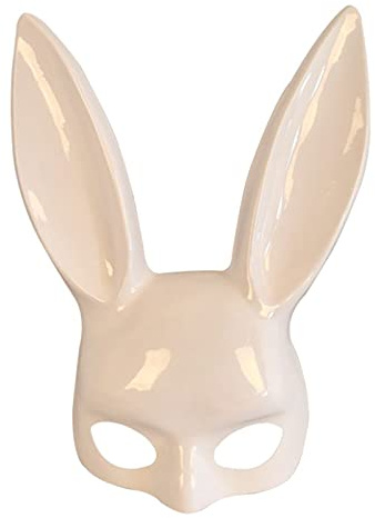 Fiorky Kaninmask med svart öron för kvinnor, maskerad, anime-cosplay, heltäckande huvudbonader, kaninmask cosplay mask festrekvisita för födelsedag påsk halloween afton fest kostym tillbehör