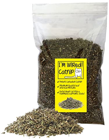 Catnip Dried Leaves Buds Mix I'M WIRED Strong Canadian Resealable Treats Cat Nip (14g)