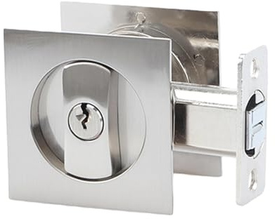 HOCONNIE Zak Deurslot met Sleutel Privacy Pocket Deurklink met Sleutel Vierkant Schuifdeurslot Onzichtbare Verzonken Deurgreep 66mm Silver
