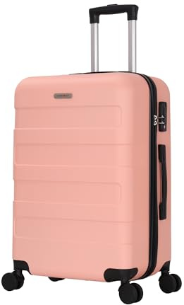 TROLLEY ADC - Valise Cabine 55x34x23 - Rigide, Légère 2,5 Kg - 39 litres - 4 Doubles Roues Silencieuses - Maniable, Pratique et Étanche - Collection Tropic Superfly - Rose Saumon