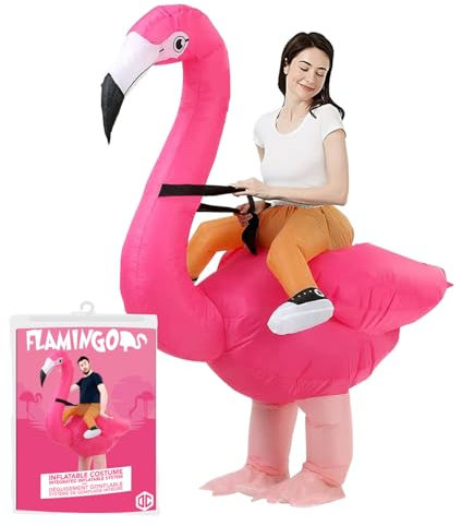 AirSuit® Déguisement Gonflable Flamant Rose | Costume Insolite taille Adulte 160 à 190cm | Qualité Premium | En Polyester très Résistant - Agréable à Porter | Système de Gonflage Inclus | OriginalCup®
