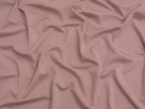 Tela de punto elástico de algodón de bambú con estampado liso, rosa claro, por metro