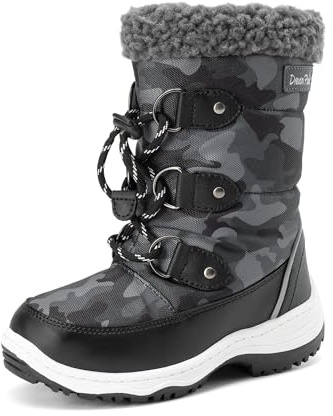 DREAM PAIRS Botas Nieve Niño con Forro Calido Suela Antideslizantes Parte Superior Resistente al Agua Invierno,Size 31,Blanco/negro,SDSB2228K