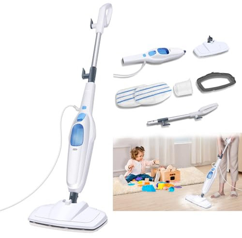 1500W Electric Mop Floor Cleaner 400ML Water Bottle Steam Cleaner Handheld, 4.5M Corded Steam Carpet Cleaner Floor Steamer Mop for Wood, Tile, Laminate, Rugs, Kills 99.9% of Bacteria