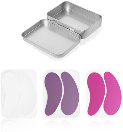 3 pares de almohadillas de silicona para los ojos con 1 caja de almacenamiento rectangular de metal, almohadillas hidratantes para los ojos, almohadillas para los ojos para el cuidado de la piel,