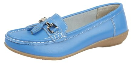 Jo & Joe Womens Nautical Leather Loafer (Azure 8 UK)