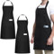 Duronge 2 Pcs Grembiule Nero Cucina, Grembiuli Regolabili con 3 Tasche, Impermeabile e Antimacchia, Uomo e Donna Grembiule per Barbecue, Lavoro Grembiule per Barbecue Ristorante Bar Caffetteria