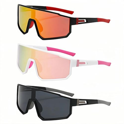 SHENGYIG Lot de 3 Lunettes de Sport Polarisées UV400 Coupe-Vent Homme Femme