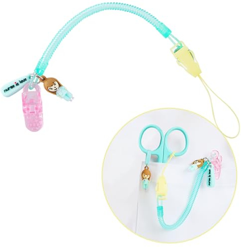 Nurse is Love Porta Tijeras Enfermeria, Muelles de Silicona y Clip Sujetador Facil Acceso a Tijeras | Cadena Tijeras Identificativas Seguras para no Olvidar Tijeras| Regalos para enfermeras |