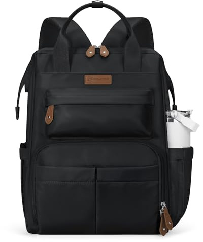 Maelstrom Laptop Backpack, Fits 15.6-17.3 Inch Travel Backpack Gift for Women Men, Waterproof College School Computer Bag, Anti-theft Business Work Bag with Luggage Strap (Black, 15.6 Inch)
