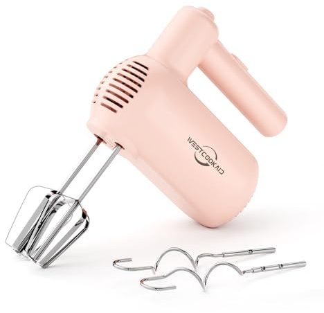 WESTCOOKAID Hand Mixer 5-Speed Electric Handheld with Turbo Pink