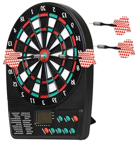 Cible de fléchettes électronique pour salle de jeux familiale, 25,4 x 20,9 cm, pointe souple, 3 fléchettes, écran LCD, score automatique, avec support