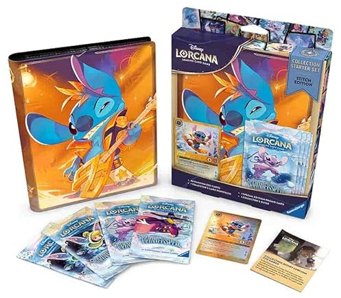 Ravensburger Disney Lorcana TCG: Collection Starter Set - Stitch Edition - Includes 4 Winterspell Booster Packs, Rock Star Card Portfolio and Glimmer Foil Promo - Collector’s Guide
