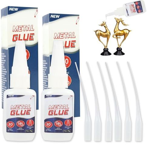 Pegamento metálico de alta resistencia, extrafuerte, 60 g, con tapa antiobstrucción, adhesivo de metal, extrafuerte, adecuado, resistente al agua, resistente al calor, para metal, cristal, plástico