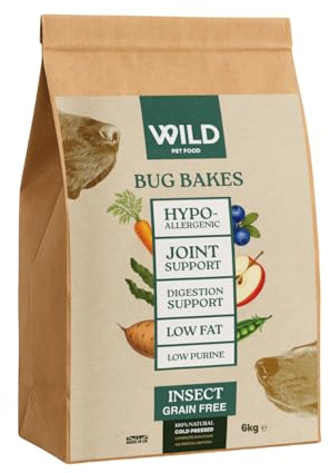 Bug Bakes Grain Free Insect Dog Food – Hypoallergenic Dry Dog Food, Joint Support & Digestive Support, Low Fat & Low Purine, Natural Complete Dog Food, 6kg