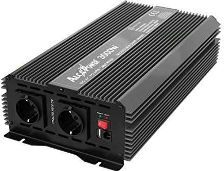 ALCAPOWER IRS3000-24 Inverter di Tensione by President 3000W 24V, Uscita 230V, Onda sinusoidale modificata, Porta SB, Ingresso Telecomando, 3000 W, 24 V, Nero, 1.0