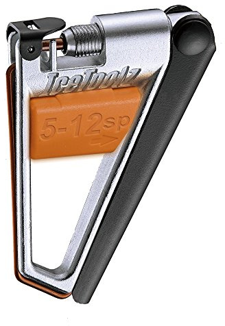 IceToolz Portable Chain Tool | Bicycle Tools | Portable Chain Tool | 5 - 12 Speed | Chain Connector Case | Thumb Lid, Chain Hook | Silver, Black, Orange