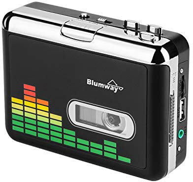 BlumWay Convertidor de Casete a MP3, Reproductor de Casete portátil a través de USB Drive, Cinta de Audio y música a Reproductor MP3 con Auriculares