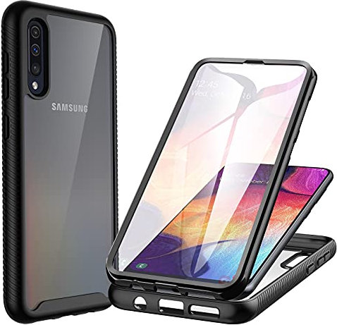 CENHUFO Hülle für Samsung Galaxy A50 /A30s /A50s, 360 Grad Schutzhülle Stoßfest Panzerhülle mit Eingebautem Displayschutz, Outdoor Bumper Full Cover Case Handyhülle für Samsung A50/A30s - Schwarz