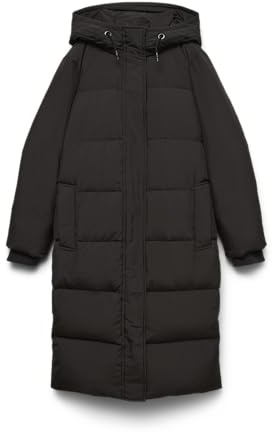 VERO MODA Chaqueta Larga Acolchada Mujer Abrigo Invierno Parka con Capucha Acolchado cálido VMERICAHOLLY., Color:Negro-2, Talla:L