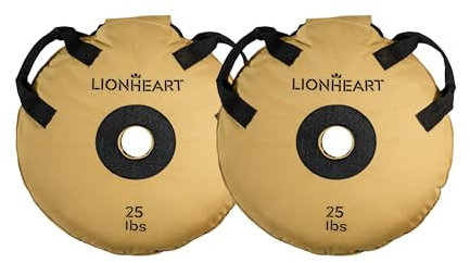 Lionheart Sand Bag Weight Plates Set | Sandbags for Working Out | Home Gym Bumper Plates | Travel-Friendly Sandbag for Fitness & Weight Training | Unfilled 25 lbs Plates (Set of 2)