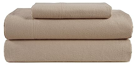 LANE LINEN Cotton Flannel Sheets Twin XL Size - Brushed for Extra Softness - Lightweight Twin XL Size 100% Cotton Sheets Set - Warm & Cozy Flannel Cotton Bed Sheets, 15 Deep Pocket - Taupe