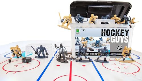 Kaskey Kids NHL Hockey Guys, Vegas Knights vs. Seattle Kraken, 27 Pieces in Each Set, Includes 2 Teams and Travel Storage Case, Nostalgic Sports Action Figures for Imaginative Play, Ages 3 and Up