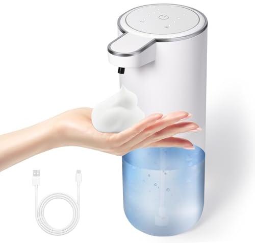 XINKORA Automatic Foaming Soap Dispenser, Touchless Foam Hand Soap Dispenser for Bathroom, 4-Level Adjustable,13.5oz/400ml, Wall Mounted, Rechargeable