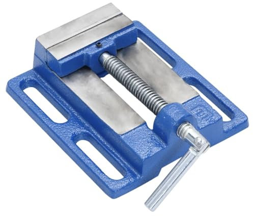 vidaXL Maschinenschraubstock, Bohrmaschinen Schraubstock 76 mm Backenbreite, Säulenbohrschraubstock, Tischschraubstock für Fräsmaschinen Ständerbohrmaschinen, Blau Gusseisen