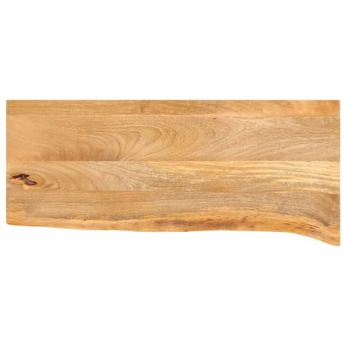 vidaXL Tischplatte, Holzplatte mit Baumkante, Massivholzplatte für Esstisch Couchtisch, Ersatztischplatte, 80x20x3,8cm Massivholz Mango