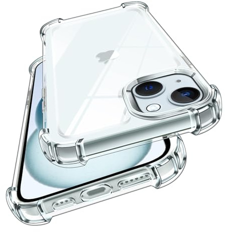 ivoler Nie Vergilbung Klar Hülle für iPhone 15 6.1 Zoll mit Stoßfest Schutzecken, [Militärstandard] Stoßfest Kratzfest Transparent Schutzhülle Dünn Durchsichtige Handyhülle Case