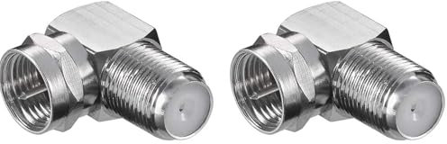 2 Stück F Stecker Winkel Sat Adapter F Winkelstecker Winkeladapter 90 Grad Sat Adapter für Antennenkabel Satellitenkabel Koaxialkabel