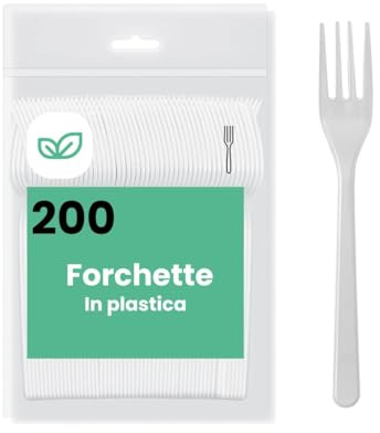 200 forchette bianche in plastica riutilizzabili, eco riutilizzabili, lunghezza 16,5 cm, lavabili in lavastoviglie, ideali per dolci, dessert, pasta, frutta.