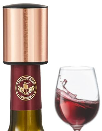 ELMWAY VinoLux Series Vacuum Wine Stopper by ELMWAY – Pump Seal with Stainless Steel Shell, Preserves Wine Freshness, Easy Removal & Reusable Design, for Home, Parties & Wine Lovers – Rose Gold