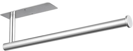 Eolax Paper Roll Holder, Paper Roll Bar Under Kitchen Cabinet, Suitable for Kitchen, Self-Adhesive or Wall Mounting with Drill Holes, Stainless Steel, Chrome-Plated