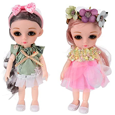 2 Pièces Poupée Articulée, Vêtements à la Mode, Jouet pour Fille en Tissu PVC pour 3 Ans et Plus, Améliore la capacité Pratique, Excellente Idée de Cadeaux pour Anniversaire,