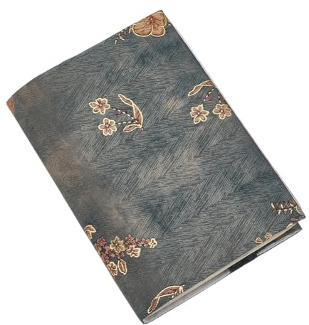 FINGERINSPIRE Protège Livre en Tissu Protège-Livre Ajustable Par Marquage à Chaud Protège-Livre en Tissu Gris Lavable à Motif de Fleurs Convient Aux Livres Poche Format A6 Aux Journaux et Aux Romans