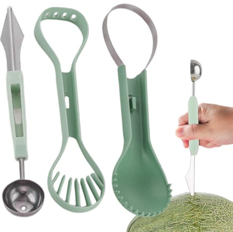 Cortador de bolas de sandía – Acero inoxidable, herramienta de corte, herramienta ligera para tallar melón para casa, restaurante, fiesta, camping