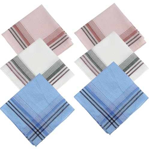 OUDQFCJ 6 fazzoletti morbidi riutilizzabili in cotone da uomo, classici fazzoletti da taschino, 35 x 35 cm