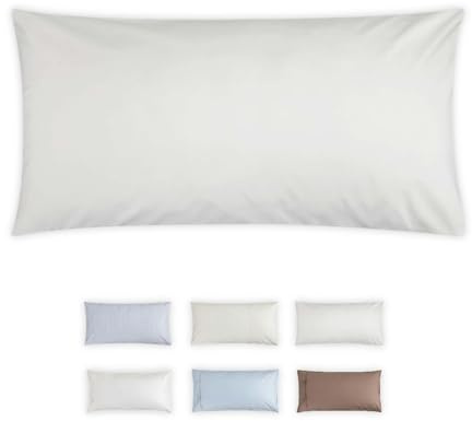 Perkal Kopfkissen Bezug 40 x 80 cm – Kissenbezug/Kopfkissenbezug aus 100% Bio Baumwolle (Cotton), GOTS & Fairtrade, Grüner Knopf – Weiß – Hotelverschluss