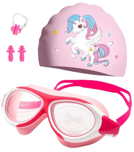 MLPKOI Gafas de Natación para Niños, Gafas de Natación Antivaho Sin Goteos Ajuste Optimizado para Natación, Piscina y Snorkel Talla Unica