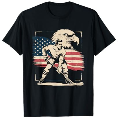 Camiseta De Hockey con Bandera Americana para Hombre Y Niña, Camiseta