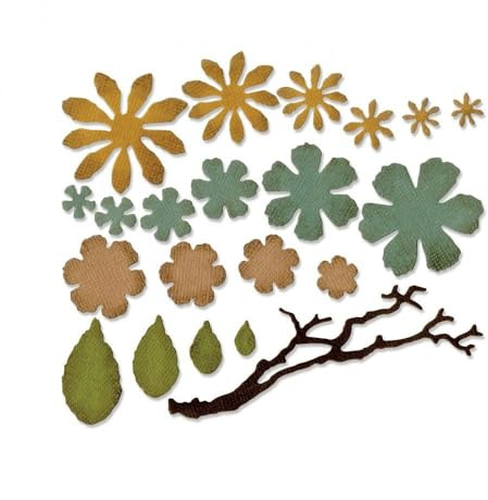 Sizzix Set di Fustelle Thinlits 661806, Piccoli Elementi Floreali di Tim Holtz, 21 pz, Multicolore, Taglia Unica