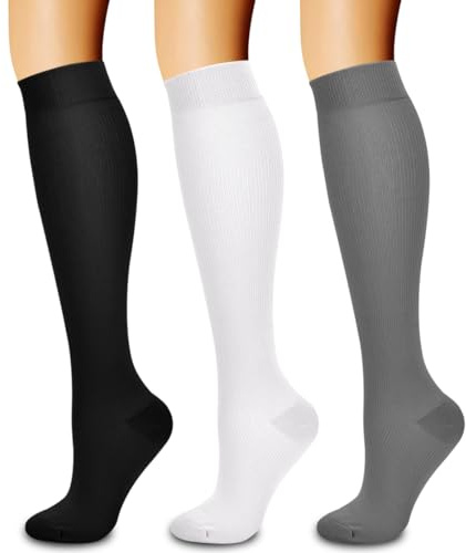 Laite Hebe compression socks,Black+White+Grey,S/M (3 pairs)