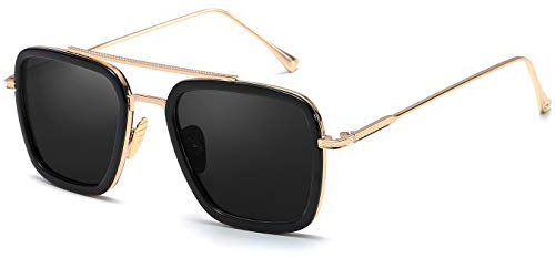 SHEEN KELLY Retro Sonnenbrille Square Eyewear Metallrahmen Klassische Sonnenbrille Für Männer Frauen Brille 1:1