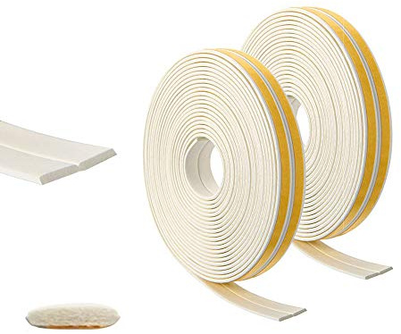 LIKERAINY Fensterdichtung Dichtungsband für Türen Türdichtung Gummidichtung Dichtungsstreifen Fensterspalten Gegen Kalte Zugluft Lärm (2 Rollen insgesamt 33 Meter) (I-Profil Weiß)