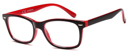 NEW VISION ,Occhiali Da Lettura,Occhiali Premontati Da Lettura Montatura Bicolore Fashion Per Donna E Uomo Unisex,Nv056 (+1.50,Rosso)