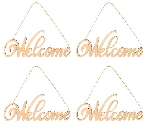 SOIMISS Holzbuchstaben Deko 4pcs Tür-Schilder Willkommen Dekorative Holzbuchstaben Anhänger Retro Buchstaben Wand Home Holz Decor für Wohnkltur Cafe Hotel