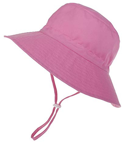 DRESHOW Baby Sun Hat Toddler Kids Sun Protection Cap Unisex Summer Bucket Hats with Chin Strap UPF 50+ for 2-6 Years